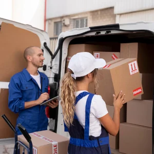 People loading boxes onto a truck