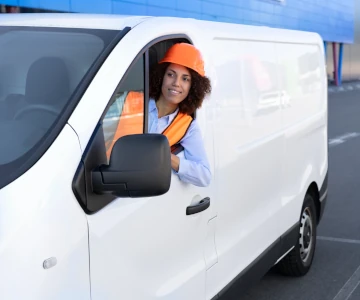 Woman with helmet driving
